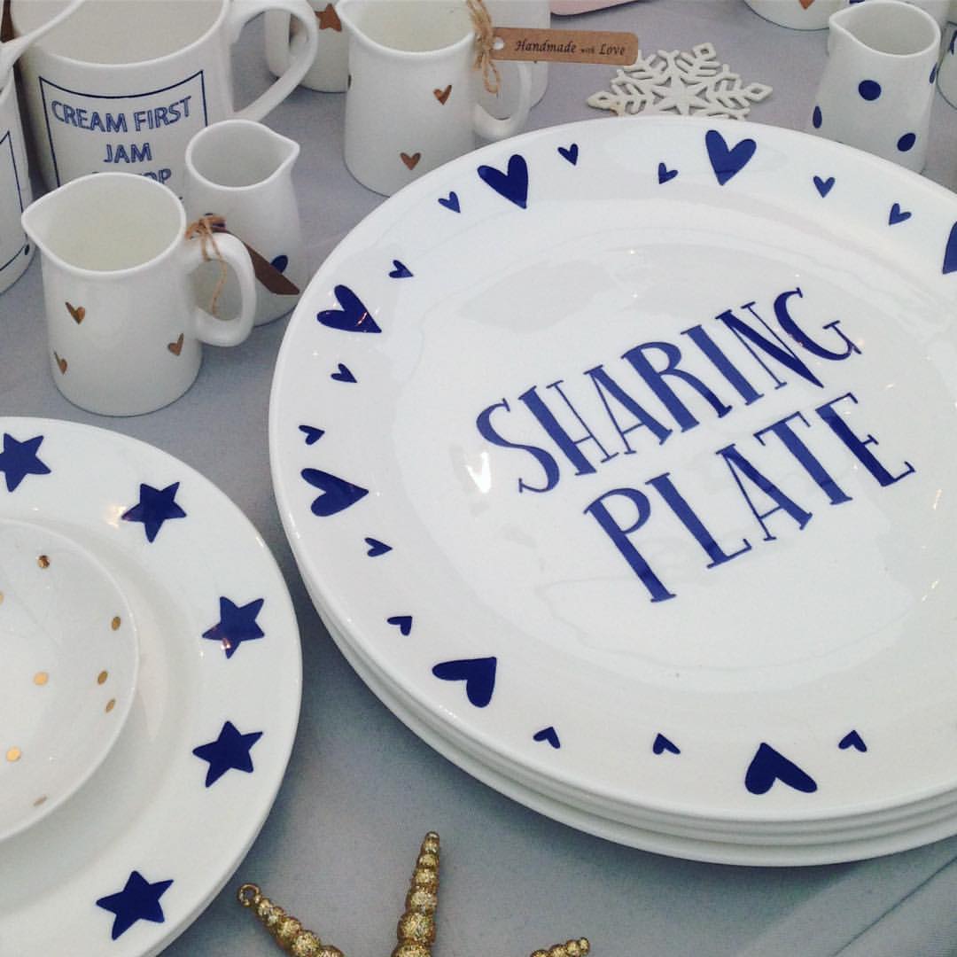Cobalt blue screen printed plates